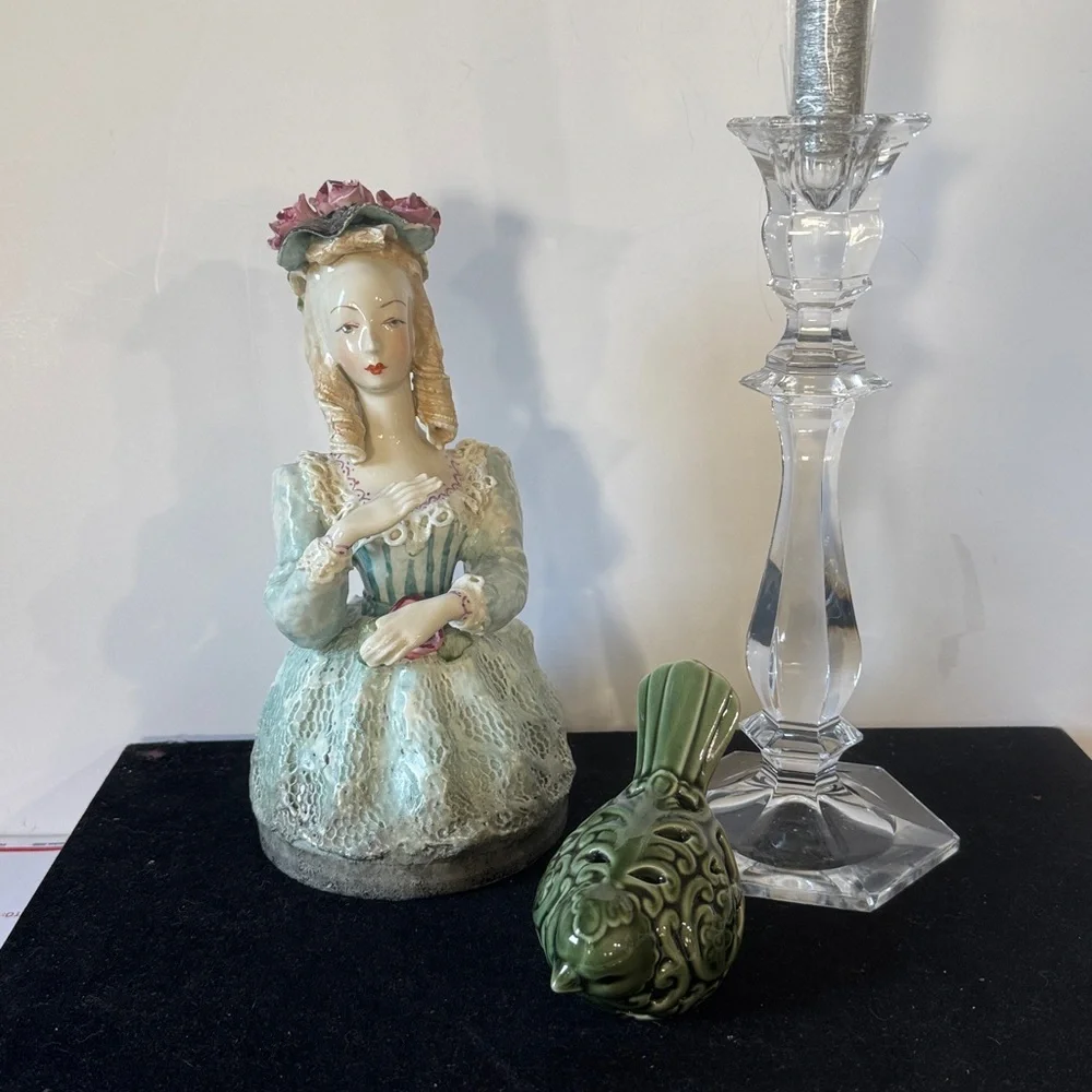 Vintage Cordey Ceramics Woman's Bust with Roses 10